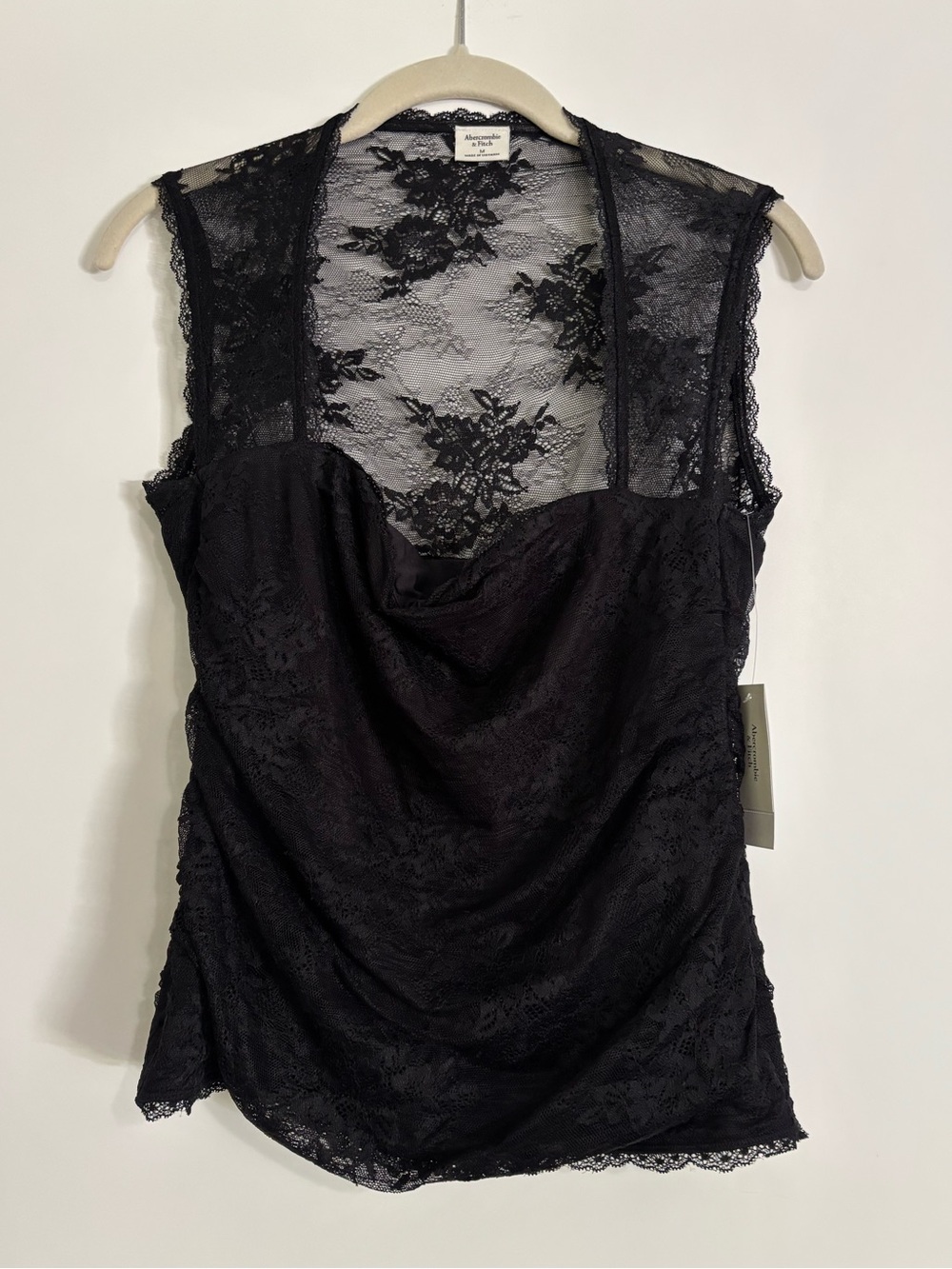 NWT Abercrombie & Fitch Black Lace Double Lined Tank Top